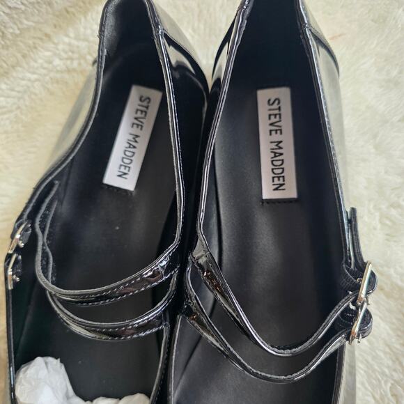 NEW Steve‎ Madden Women's Alisah Double-Buckle Mary Jane Flats Size 9.5 Black - Picture 4 of 5